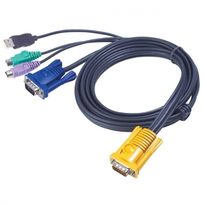 Aten 2L-5302UP - Conector PC: USB & PS/2.- Conector Consola: SPHD 3 en 1 (Teclado/Mouse/Video).- Largo:1.8m.
