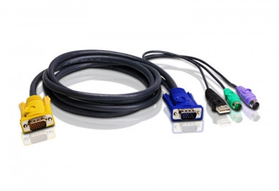 Aten 2L-5303UP Aten Cable KVM PS/2-USB de 3 m. Longitud de cable: 3 m, Tipo de puerto de teclado: PS/2, Tipo de puerto de ratón: PS/2. Peso: 275 g, Peso del paquete: 275 g. Peso neto de caja: 13,8 kg, Ancho de la caja principal: 33 cm, Longitud de la caja: 45 cm