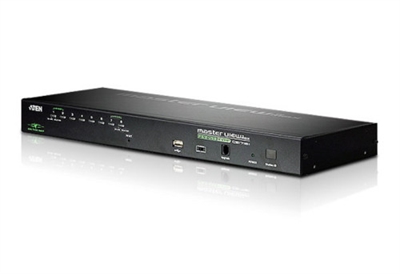 Aten CS1708I-AT-G El switch KVM CS1708i es una unidad de control KVM sobre IP que permite tanto a los operadores locales como remotos monitorizar y controlar varios ordenadores. Los usuarios remotos pueden acceder a los switches a través de Internet por medio de un navegador Web basado en el protocolo TCP/IP. El CS1708i admite hasta 32 sesiones de usuario simultáneas para el acceso a ordenadores a través de un solo bus. Una función incorporada parecida a un programa de chat de Internet, el Panel de anuncios, sirve para que se puedan comunicar entre ellos. La posibilidad de intercambiar información en tiempo real les ofrece una manera de administrar la instalación conjuntamente de forma eficaz y fluida. ¡Probar ahora!  Entre las funciones más destacadas del CS1708i se encuentra el modo de miniaturas en mosaico, que permite monitorizar hasta 8 servidores por switch , mientras que la función DynaSync™ para el ratón sincroniza los punteros local y remoto del ratón, independientemente de los ajustes de aceleración del ratón del servidor en cuestión.1 switch KVM CS1708i2 juegos de cables KVM personalizados (1 x PS/2; 1 x USB)1 cable de consola1 cable para actualizar el firmware1 kit de montagem em Rack1 juego de patas (4 unidades)1 0AD8-1605-24M1 adaptador de alimentación1 Guia do usuário