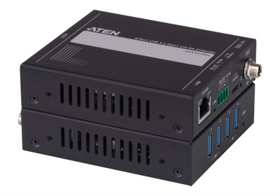 Aten UCE33100-AT-B ATEN UCE33100. Tipo: Transmisor y receptor de red, Distancia de transferencia máxima: 100 m, Tipos de cable soportados: Cat6a. Color del producto: Negro, Material de la carcasa: Metal. Consumo energético: 2,64 W. Ancho: 85 mm, Profundidad: 107,5 mm, Altura: 25,5 mm