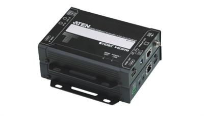 Aten VE814A-ATA-G El ATEN VE814A es un extensor de vídeo HDBaseT capaz de enviar señales HDMI a una distancia de hasta 100 m con un solo cable Cat 5e/6/6a o ATEN 2L-2910 Cat 6. Al contar con salidas duales sincrónicas, el VE814A puede transmitir señal de vídeo a dos pantallas remotas y a single display local. Este extensor, que cumple con la HDCP 2.2, contiene las especificaciones de HDMI, incluidas 3D, color profundo, frecuencia de datos máxima de (10,2 Gbps) y calidad de vídeo 4K hasta 100 m.El VE814A admite pasarela de señalización por RS-232 e infrarrojos, lo que le permite controlar el dispositivo HDMI de origen desde la unidad remota (VE814AR) al mismo tiempo que concede acceso al dispositivo de visualización HDMI desde la unidad local (VE814AT). Además, es compatible con el modo de largo alcance que prolonga la señal HDMI hasta 150 m, 1080p, con un solo cable Cat 5e/6.El VE814A es una solución potente para lugares en los que se necesita señalización digital, como cafeterías, espacios educativos y estaciones de transporte público, y que permite visualizar contenidos idénticos en varios lugares.