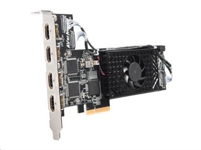 Avermedia 61CL314HA1AR Interfaz de host PCIe Gen2 x 4. Interfaz de audio HDMI integrado PCM. Formato de audio HDMI integrado, PCM. Tasa de muestreo de audio 32 / 44,1 / 48KHz. Tipo de conector HDMI tipo A. Interfaz de entrada HDMI * 4 (HDMI 1.4a). Formato de video: YUV444: IYU2, AYUV, V410, Y410 / YUV422: YUY2, YUYV, UYVY, V210, Y210/ YUV420: I420, NV12, YV12 / RGB: RGB565, RGB555, RGB24, RGB32, ARGB. Profundidad del color 8 bits / 10 bits. Número de canal 4 canales. Máx. Resolución de entrada 4096x2160 30fps. Máx. Resolución de grabación: 4096x2160 30 fps (2 canales) / 1920x1080 60 fps (4 canales). Modo de codificación Codificación de software. Compatibilidad con varias tarjetas. SO compatible Windows 7, 8.1, 10 (32/64 bits) Linux Kernel 2.6.14 y superior (32/64 bits). Factor de forma Perfil bajo PCIe. Dimensión (L x An) 180 x 68,78 mm. Consumo de energía 15W <. Temperatura de funcionamiento 0°C ~ 50°C. Humedad de funcionamiento 5% - 80% Humedad relativa. Certificación de seguridad FCC/CE.