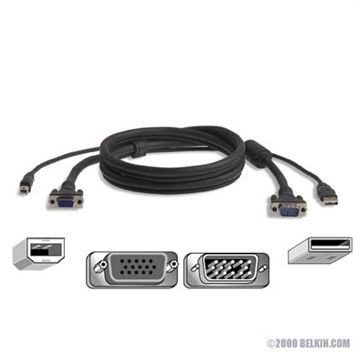 Belkin F3X1962-10 Cable Kvm Serie Pro2 Omniview Usb - 3M - Tipología: Kvm; Tipología Conector A: Usb 2.0 Tipo A; Formato Conector A: Macho; Tipología Conector B: Vga; Formato Conector B: Macho; Nº De Unidades Por Paquete: 1; Longitud: 3 Mt