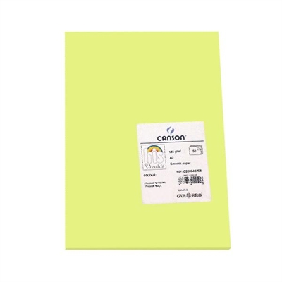 Canson C200040206 Cartulina Color Verde Manzana De 185 G/Mi¿½ Formato A3. Ofrece Dureza Y Regularidad En Su Superficie. Ideales Para Todo Tipo De Manualidades Cubiertas Separadores E Impresion De Documentos.