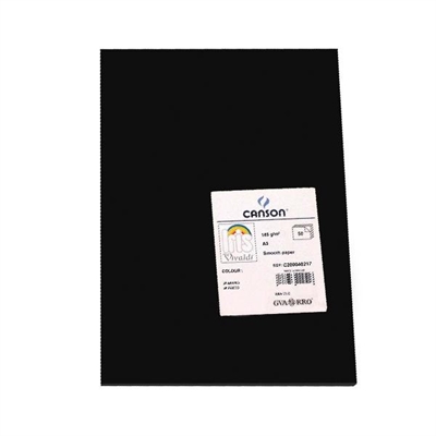 Canson C200040217 Cartulina Color Negro De 185 G/Mi¿½ Formato A3. Ofrece Dureza Y Regularidad En Su Superficie. Ideales Para Todo Tipo De Manualidades Cubiertas Separadores E Impresion De Documentos.