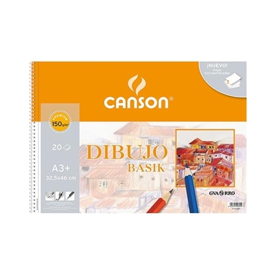 Canson C200400694 Bloc Microperforado De Papel De Dibujo Blanco Natural De 150 G Tamaño A3+. Papel De Alta Calidad Ligeramente Satinado Que Ofrece Dureza Y Regularidad En Superficie. Ideal Para Lapiz Y Ceras. Cada Bloc Contiene 20 Hojas.