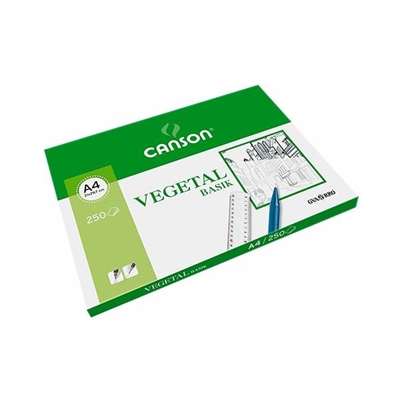 Canson C200406219 Papel Vegetal De 90 - 95 G Tamaño A4. Elevada Transparencia Y Superficie Regular Y Satinada. Ofrece Dureza Superficial E Interna Resistencia Al Envejecimiento Y Nitidez A Contraluz. Cada Pack Contiene 250 Hojas.