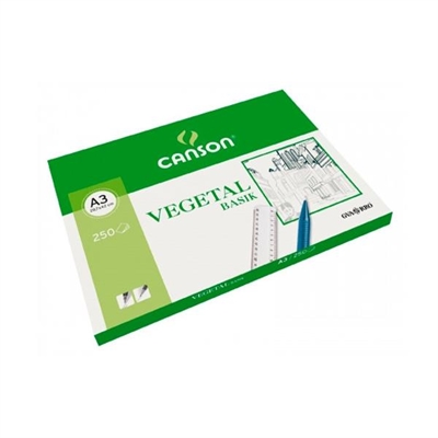 Canson C200406244 Papel Vegetal De 90 - 95 G Tamaño A3. Elevada Transparencia Y Superficie Regular Y Satinada. Ofrece Dureza Superficial E Interna Resistencia Al Envejecimiento Y Nitidez A Contraluz. Cada Pack Contiene 250 Hojas.