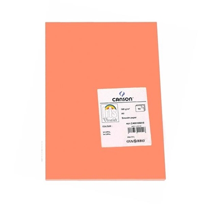 Canson C32127S014 Cartulina Color Coral De 185 G Formato A3. Ofrece Dureza Y Regularidad En Su Superficie. Ideales Para Todo Tipo De Manualidades Cubiertas Separadores E Impresion De Documentos. Cada Pack Contiene 50 Hojas.