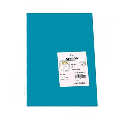 Canson C32127S020 Cartulina Color Azul Caribe De 185 G Formato A3. Ofrece Dureza Y Regularidad En Su Superficie. Ideales Para Todo Tipo De Manualidades Cubiertas Separadores E Impresion De Documentos. Cada Pack Contiene 50 Hojas.