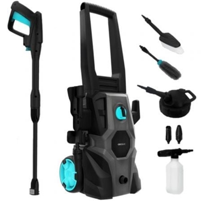 Cecotec 08137 Gran potencia de 1400W para limpiar de manera rápida y eficiente.Máxima presión admitida de 135 bares.Máximo caudal de 426 litros / hora para limpiar una mayor superficie en menos tiempo.Botella regulable para jabón.Bomba HardPump de aluminio de gran fiabilidad que permite un elevado tiempo de uso.Facilidad de transporte gracias a su asa de transporte y su reducido peso.Pistola reguladora de presión.Pistola ergonómica para limpiar de manera cómoda y segura gracias a su sistema de bloqueo de gatillo BS. block.Facilidad de transporte con su asa y ruedas.Cepillo limpiador