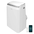 Cecotec 08177 Aire acondicionado portátil con una gran capacidad de enfriamiento de 12000 BTU. Dicha capacidad facilita conseguir la temperatura deseada en la estancia de manera rápida y eficaz.Tecnología Soundless. Sistema que aporta un funcionamiento más silencioso y además reduce las posibles vibraciones para crear un mayor confort.La bomba de calor del aire acondicionado permite también ser utilizado en invierno con el fin de aumentar la temperatura de la estancia en la cual sea ubicado.El dispositivo puede ser configurado remotamente a través de una conexión wifi, por lo que tendrás todo el control del dispositivo en tu smartphone desde cualquier lugar.Posee mando a distancia para controlar el aire acondicionado cómodamente desde cualquier lugar sin tener que acercarse al mismo para cambiar su configuración seleccionada.Su gran área de cobertura de 26 m2 permite adaptar y modificar la temperatura de la estancia a los grados deseados, ya sea para reducir los grados en verano, o aumentarlos en invierno.La pantalla LED muestra todas las configuraciones posibles y destaca las que se están utilizando en cada momento con el fin de ofrecer un sencillo control del aire acondicionado.El aire acondicionado cuenta con 5 modos de funcionamiento: modo ventilador, modo refrigeración, modo calefacción, modo deshumidificación y modo noche.Las 3 velocidades del aire acondicionado permiten adaptar su funcionamiento según la necesidad en cada momento, desde baja, pasando por media y hasta alta.Su modo deshumidificación es capaz de captar hasta un máximo de 26 litros al día, lo que conseguirá un ambiente más sano en tu hogar.El temporizador se puede programar un máximo de 24 horas para seleccionar el tiempo de funcionamiento deseado, una vez finalizado se apagará automáticamente.El aire acondicionado cuenta con función de oscilación para facilitar la salida de aire en todas direcciones y mejorar así la climatización de la estancia.Posee 3 sistemas de seguridad. Seguridad antiheladas (si la temperatura se acerca a 0º se apaga), seguridad antidesbordamiento (cuando se llena el depósito se apaga y parpadea una luz roja de “full tank”) y seguridad del compresor que alarga su vida útil (tarda 3 minutos en apagarse progresivamente evitando así un apagado brusco que lo fuerce en exceso).Su clasificación energética A asegura un consumo moderado de electricidad gracias a su excelente funcionamiento de manera tanto eficaz como eficiente.El aire acondicionado utiliza el gas R-290, respetuoso con el medioambiente y apenas contaminante.Su gran potencia de 1340 W permite al aire acondicionado cubrir áreas de 26 m2 y conseguir la temperatura deseada en un breve periodo de tiempo.El aire acondicionado posee un tubo de drenaje de agua para poder mantenerlo en funcionamiento en todo momento.El filtro de aire es capaz de frenar las partículas más grandes del aire y conseguir así una mayor calidad del mismo.Sus ruedas multidireccionales 360º y sus asas permiten trasladar el aire acondicionado de una estancia a otra de manera sencilla, cómoda y sin apenas esfuerzo.Incluye Kit de instalación en ventanas.