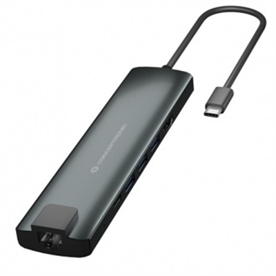 Conceptronic DONN06G Donn 9-In-1 Multifunctional Usb Hub Adapter - Tipo Conector Externo: Usb 3.1 Tipo C; Tipología Específica: Docking Station; Formato Conector Externo: Hembra; Funcionalidad: Funciones Multiplas; Tipo Conector Interno: Usb A X3 + Usb C; Formato Conector Interno: Hembra; Color Primario: Gris