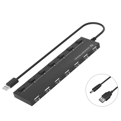 Conceptronic HUBBIES08B Hubbies 7-Port Usb 2.0 Hub With Power Jack - Tipo Conector Externo: Usb 2.0; Número Puertos Usb: 7; Formato Conector Externo: Macho; Standard Usb: Usb 2.0 High Speed (480 Mbps) Type-A; Tipo Conector Interno: Usb 2.0 Tipo A; Formato Conector Interno: Macho; Alimentación: Autoalimentato