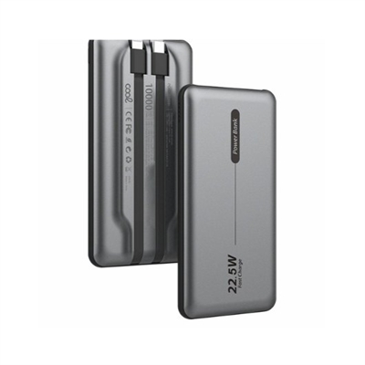 Cool CL8434847074542 POWERBANK COOL 10000MAH PD 22.5W GREY 2 CABLES:TIPO-C LIGHTNING 1XUSB-A 1XTIPO-C