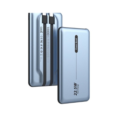 Cool CL8434847074559 POWERBANK COOL 10000MAH PD 22.5W BLUE 2 CABLES:TIPO-C LIGHTNING 1XUSB-A 1XTIPO-C