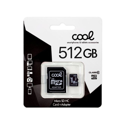 Cool CL8434847078601 MEM MICROS SD 512GB COOL CL10 ADAPT 128GB TECNOLOGIA UHS-I VELOCIDAD 633X(95MB S)