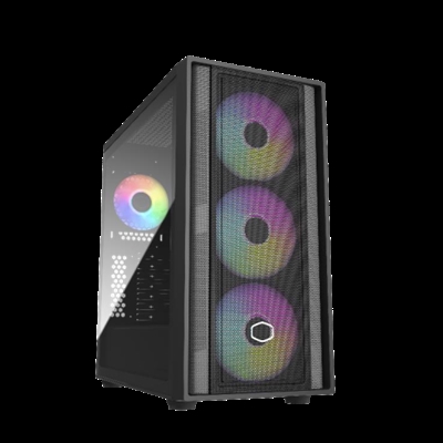 Cooler-Master MB600-KGNN-S00 Cooler Master MasterBox 600. Factor de forma: Escritorio, Tipo: PC, Color del producto: Negro. Factores de forma de la fuente de alimentación compatibles: ATX. Ventiladores frontales instalados: 3x 140 mm, Diámetro de ventiladores frontales soportados: 120,140 mm, Ventiladores traseros instalados: 1x 120 mm. Tamaños de disco duro soportados: 2.5,3.5. Ancho: 230 mm, Profundidad: 474 mm, Altura: 481 mm