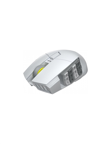 Corsair CH-9314011-WW El Corsair Scimitar Elite Wireless SE Blanco es un ratón gaming inalámbrico diseñado para MMO que combina precisión extrema y personalización avanzada. Cuenta con 16 botones programables, incluyendo un sistema Key Slider ajustable que optimiza el acceso con el pulgar, y un sensor MARKSMAN S 33K que garantiza un seguimiento preciso incluso en las partidas más exigentes. Gracias a la tecnología SLIPSTREAM WIRELESS, ofrece una conexión de latencia ultra baja y permite hasta 150 horas de uso con una sola carga. Además, admite el almacenamiento de tres perfiles integrados, facilitando el acceso a configuraciones de macros, PPP y RGB en cualquier lugar.