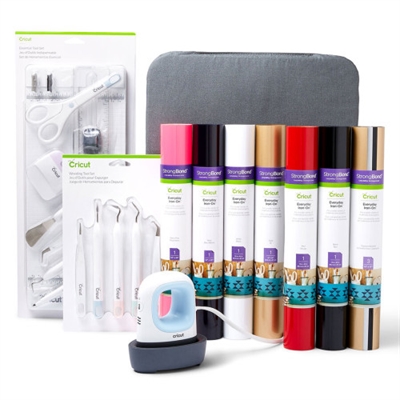Cricut 8002174 Cricut EasyPress Mini, Zen Blue + Everything Iron -On Bundle. Color de la carcasa: Azul, Blanco