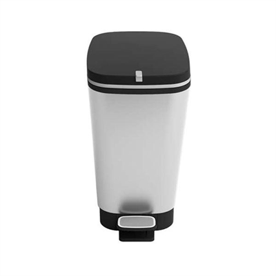 Curver 237544 Papelera Con Apertura A Pedal Fabricada En Plastico Color Gris Con Aspecto Metalizado. Tapa De Cierre Retardado. Capacidad De 30 L.