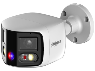 Dahua 1.0.01.04.41509-9001 DAHUA CÁMARA IP BULLET PANORÁMICA TIOC DUO WDR WIZSENSE 2X4MP LED IR & LUZ CÁLIDA IP67 ALARMA SONIDO / LUZ AZUL&ROJA 2.8MM POE