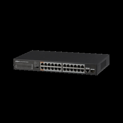 Dahua 1.0.01.20.10369 Dahua Technology PFS3125-24ET-190. Tipo de interruptor: No administrado, Capa del interruptor: L2. Puertos tipo básico de conmutación RJ-45 Ethernet: Fast Ethernet (10/100), Cantidad de puertos básicos de conmutación RJ-45 Ethernet: 24. Bidireccional completo (Full duplex). Tabla de direcciones MAC: 4000 entradas, Capacidad de conmutación: 6,8 Gbit/s. Estándares de red: IEEE 802.3, IEEE 802.3ab, IEEE 802.3af, IEEE 802.3at, IEEE 802.3u, IEEE 802.3x, IEEE 802.3z. Energía sobre Ethernet (PoE)
