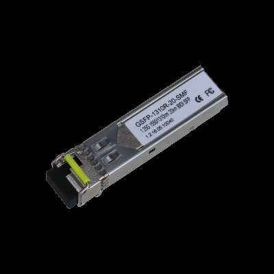 Dahua 1.0.01.20.10750 Dahua Technology GSFP-1310R-20-SMF. Tipo de transceptor SFP: Fibra óptica, Rango máximo de transferencia de datos: 1000 Mbit/s, Tipo de interfaz: SFP. Color del producto: Acero. Ancho: 55,5 mm, Profundidad: 8,5 mm, Altura: 13,4 mm