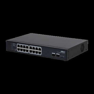 Dahua 1.0.01.20.10946 Dahua Technology PoE PFS3218-16GT-135. Tipo de interruptor: No administrado, Capa del interruptor: L2. Puertos tipo básico de conmutación RJ-45 Ethernet: Gigabit Ethernet (10/100/1000), Cantidad de puertos básicos de conmutación RJ-45 Ethernet: 16. Tipo de switch o conmutador óptico: Gigabit Ethernet. Número de módulos SFP instalados: 2. Tabla de direcciones MAC: 8000 entradas, Capacidad de conmutación: 36 Gbit/s. Estándares de red: IEEE 802.3, IEEE 802.3ab, IEEE 802.3af, IEEE 802.3at, IEEE 802.3u, IEEE 802.3x, IEEE 802.3z. Conector eléctrico: Conector de alimentación AC-in. Energía sobre Ethernet (PoE). Montaje de pared, Montaje en rack
