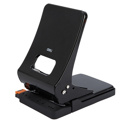 Deli E0143 Taladro Effortless Deli. Tiene 2 Punzones Con Diametro De 6 Mm Y Su Capacidad De Perforacii¿½N Es De 45 Hojas. Incorpora Una Regleta De Papel. Color Negro.