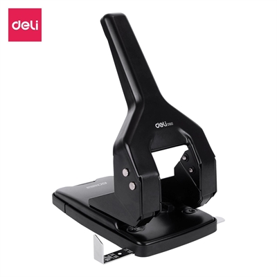 Deli E0160 Taladro De Gruesos Heavy Duty Deli. Tiene 2 Punzones Con Diametro De 6 Mm Y Su Capacidad De Perforacii¿½N Es De 60 Hojas. Incorpora Una Regleta De Papel. Color Negro.