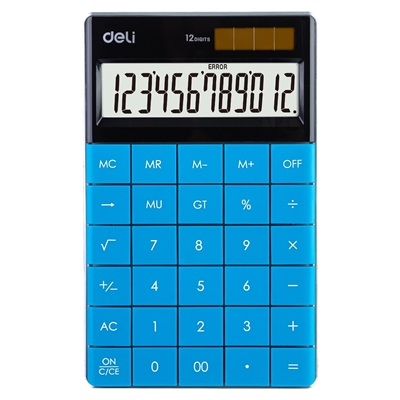 Deli E1589A Calculadora De Sobremesa E1589 Deli De 12 Digitos. Alimentacion Dual (Solar Y Pilas Lr54). Cuenta Con Marcadores De Coma De 3 Digitos 4 Teclas De Memoria Tecla De Retroceso Tecla De Cambio De Signo Y Funciones Basicas. Medidas: 165 X 103 X 16 Mm. Color Azul.