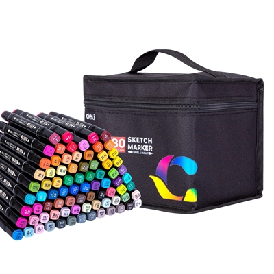 Deli E70806-80 Rotulador De Dibujo Color Emotion Deli. Doble Punta: Punta Redonda De 1 Mm De Trazo Para Dibujar Li¿½Neas Y Punta Biselada De 7 Mm Para Colorear I¿½Reas. Tinta A Base Alcohol De Secado Rapido. Fi¿½Cil De Mezclar Y Combinar Colores. Cada Envase Contiene 80 Colores Surtidos.