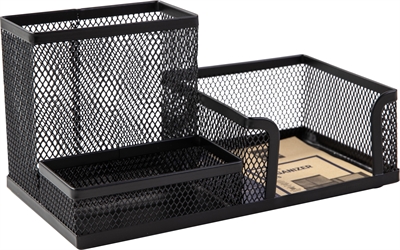 Deli E9175 Organizador Rejilla Meti¿½Lico Deli. Fabricado En Acero. Cuenta Con 3 Compartimentos. Medidas: 215 X 75 X 53 Mm. Color Negro.