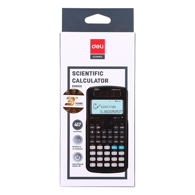 Deli ED991ES Calculadora Cientifica Ed991es Deli. Pantalla Lcd De 10 +2 Digitos. Visualizacii¿½N De 2 Li¿½Neas. 417 Funciones. Funciones Cientificas Avanzadas Incluyendo Resolucii¿½N De Ecuaciones Almacenamiento De Fi¿½Rmulas Ci¿½Lculos Complejos Conversiones Mi¿½Tricas Operaciones En Diferentes Bases Variables Estadi¿½Sticas Regresii¿½N Y Ci¿½Lculos De Fracciones. Funcii¿½N Ans Y Apagado Automi¿½Tico. Medidas: 1719 X 83 X 175 Mm. Color Negro.