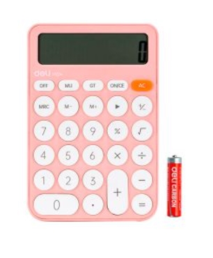 Deli EM124 Calculadora De Bolsillo Em124 Deli De 12 Digitos. Alimentacii¿½N A Pilas Aaa Y Pantalla Grande. Cuenta Con 3 Teclas De Memoria Y Funciones Bi¿½Sicas. Medidas: 1576 X 105 X 28 Mm. Color Rosa.