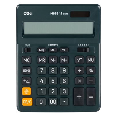 Deli EM888F Calculadora De Sobremesa Em888f Deli De 12 Digitos. Alimentacii¿½N Dual Solar/Pilas. Cuenta Con Marcadores De Coma De 3 Digitos 4 Teclas De Memoria Tecla De Retroceso Tecla De Cambio De Signo Y Funciones Bi¿½Sicas. Medidas: 2022 X 1585 X 313 Mm. Color Verde
