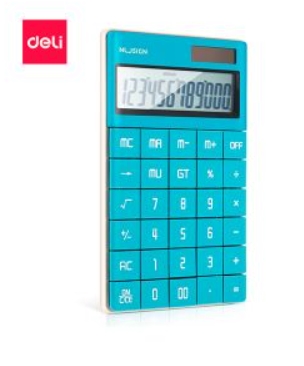 Deli ENS041A Calculadora De Sobremesa Ens041 Deli De 12 Digitos. Alimentacion Solar. Cuenta Con 4 Teclas De Memoria Tecla De Retroceso Tecla De Cambio De Signo Y Funciones Basicas. Medidas: 165 X 103 X 14 Mm. Color Azul.