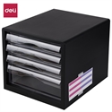 Deli E9774 - Modulo 4 Cajones Deli. Fabricado En Plastico Color Negro. Medidas 275 X 340 X 260 Mm.