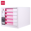 Deli EZ01043 - Modulo De 5 Cajones Deli. Fabricado En Plastico Color Blanco Con Detalles En Magenta. Medi