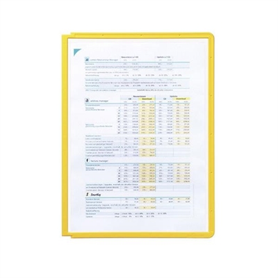 Durable 5606-04 Fundas Para Clasificador Sherpa De Pared Fabricadas En Polipropileno Y Con Marco De Color Amarillo Su Formato Es A4. El Pack Incluye 5 Fundas.
