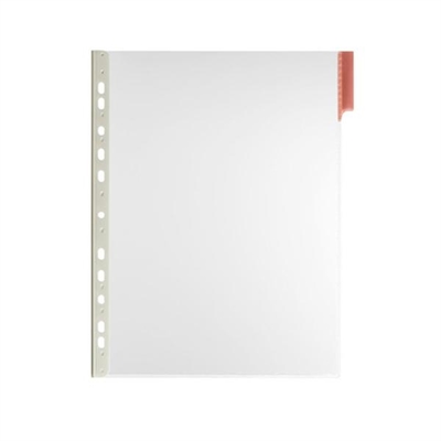 Durable 5607-03 Fundas Multitaladro Para Clasificador Function De Pared Fabricadas En Plastico Rigido Atirreflectante Con Pesta?A De Color Rojo. Su Formato Es A4 Y El Pack Incluye 5 Fundas.