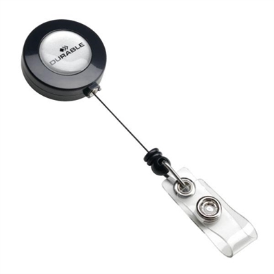 Durable 8152-58 Cordon Extensible Retractil Para Indentificadores Que Puede Extenderse Hasta 80 Cm. Con Pinza Metalica Para Su Sujecion Un Enganche Y Cierre Boton. Pack De 10 Cordones Extensibles.