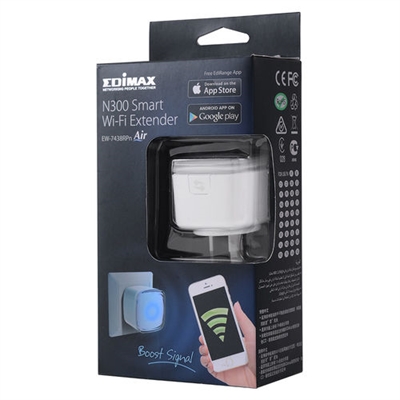 Edimax EW-7438RPNAIR DESEMPEÑOTipo: Transmisor de redVelocidad de transferencia de datos: 300 Mbit/sCONEXIÓNEstándares de red: IEEE 802.11b, IEEE 802.11g, IEEE 802.11nWifi: SiWi-Fi estándares: 802.11b, 802.11g, Wi-Fi 4 (802.11n)Wi-Fi velocidad de transferencia de datos (max): 300 Mbit/sBanda Wi-Fi: Banda única (2,4 GHz)Algoritmos de seguridad soportados: 64-bit WEP, 128-bit WEP, 802.1x RADIUS, WEP, WPA-PSK, WPA2-PSK, WPSAdministación basada en web: SiDISEÑOColor del producto: BlancoIndicadores LED: SiCertificación: FCC, CECONTROL DE ENERGÍAVoltaje de entrada AC: 100-240 VFrecuencia de entrada AC: 50 - 60 HzCorriente de entrada: 0.15 ACONDICIONES AMBIENTALESIntervalo de temperatura operativa: 0 - 40 °CIntervalo de humedad relativa para funcionamiento: 10 - 90%PESO Y DIMENSIONESAncho: 42 mmProfundidad: 72 mmAltura: 42 mmPeso: 49 gCONTENIDO DEL EMBALAJEManual de usuario: SiGuía de configuración rápida: SiOTRAS CARACTERÍSTICASDimensiones (Ancho x Profundidad x Altura): 42 x 72 x 42 mmRango de temperatura de funcionamiento: 32 - 104 °F