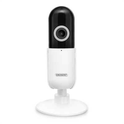 Eminent EM6400 Mantenga sus pertenencias seguras con la cámara IP fija Wi-Fi HD EM6400. Esta cámara IP HD 720p para interiores funciona a través de Wi-Fi y es fácil de configurar y usar con la aplicación gratuita E-SmartLife. El usuario recibe notificaciones automáticas en su teléfono cuando la cámara EM6400 detecta cualquier movimiento. Inserte una tarjeta micro SD y la cámara grabará las imágenes. Los LED IR proporcionan imágenes claras durante la noche. Puede escuchar el sonido al tiempo que visualiza las imágenes y responder. El soporte de montaje flexible le permite instalar la cámara IP en un escritorio, techo o pared.Fácil de instalar y controlar a través de la aplicación gratuita E-SmartLifeLa cámara IP funciona a través de la red Wi-Fi. Una vez añadida a su red doméstica tras haber seguido unos pocos y sencillos pasos en la aplicación gratuita E-SmartLife, la cámara está lista para ser utilizada y, además, podrá acceder al panel de control desde cualquier parte del mundo.Cámara IP HD 720p con LEDs IRLa cámara IP fija EM6400 tiene un sensor HD 720p para garantizar imágenes de buena calidad. La calidad de las tomas nocturnas está garantizada gracias a los LED IR que se activan por la noche.El usuario recibe notificaciones push cuando se detecta movimientoCuando la cámara detecta un movimiento se envía una notificación a su teléfono inteligente. Puede escuchar y responder mediante el sistema de comunicación de voz de dos vías. Siempre estará al día de todos los eventos que se produzcan en su entorno.Grabación en tarjeta micro SD¿Quiere grabar las imágenes de la cámara? Inserte una tarjeta micro SD en la cámara. La EM6400 almacenará las imágenes en la tarjeta micro SD.Instalación flexibleLa cámara IP fija Wi-Fi HD EM6400 puede instalarse en diferentes lugares gracias a su sistema de instalación flexible. Se puede montar en un escritorio, en la pared e incluso en el techo.Cree escenas manuales/automáticas en la aplicaciónConfigure una escena manual o automática para ejecutar una función o incluso varias funciones a la vez. Por ejemplo: cree una escena automatizada para activar la detección de movimiento al atardecer y apagarla al amanecer para todas sus cámaras E-SmartLife. También puede crear manualmente un acceso directo en la pantalla de inicio de la aplicación para activar o desactivar la detección de movimiento cuando salga o entre en su casa.