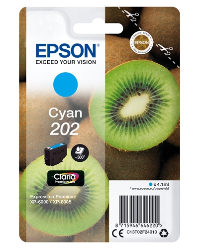 Epson C13T02F24020 Epson Singlepack Cyan 202 Claria Premium Ink Con Rf