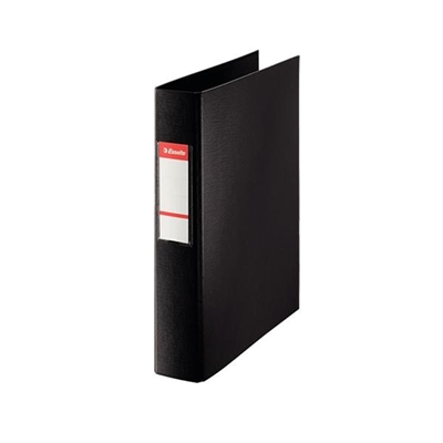 Esselte 12309 Carpeta De Anillas Tama?O Folio Fabricada En Carton Forrado De Polipropileno Color Negro. Tiene 4 Anillas Mixtas De ? 40 Mm. Con Tarjetero Soldado En El Lomo Y Tarjeta Extraible.