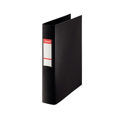 Esselte 13309 Carpeta De Anillas Tama?O Folio Fabricada En Carton Forrado De Polipropileno Color Negro. Tiene 2 Anillas Mixtas De ? 40 Mm. Con Tarjetero Soldado En El Lomo Y Tarjeta Extraible.