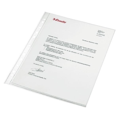 Esselte 46108 Funda Multitaladro Esselte Din A4 Polipropileno 80 Mc 11 Taladros Cristal Caja De 100 Unidades - Tipología: Lacre; Color Principal: Transparente; Material: Plástico; Cantidad Por Paquete: 100; Ideal Para: Envíos; Formato Interno: 192X155x43 Mm