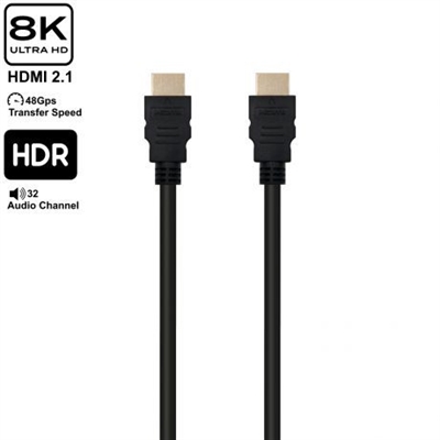 Ewent EC1325 Conecte dispositivos HD como BluRay, DVD, consola de juegos o satélite a su sistema de cine en casa.Conectores: HDMI 19 macho a HDMI 19 macho. Admite la versión HDMI de alta velocidad (2.1).Admite resoluciones de vídeo de hasta 8K 60Hz.Admite resoluciones de vídeo de hasta 4K 120Hz. Permite la transmisión de vídeo de alto rango dinámico (HDR). Longitud del cable: 10,0 metros. Contactos chapados en oro.